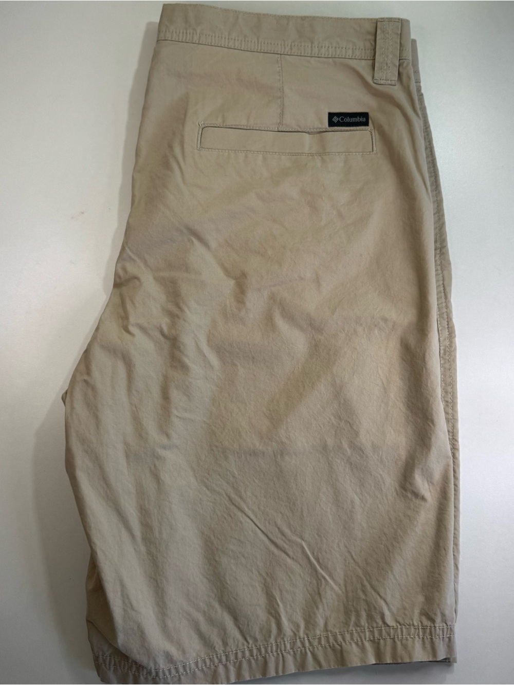 Columbia Washed Out Shorts Men 34/36 Khaki Tan Cotton Casual Hiking Cotton 10in
